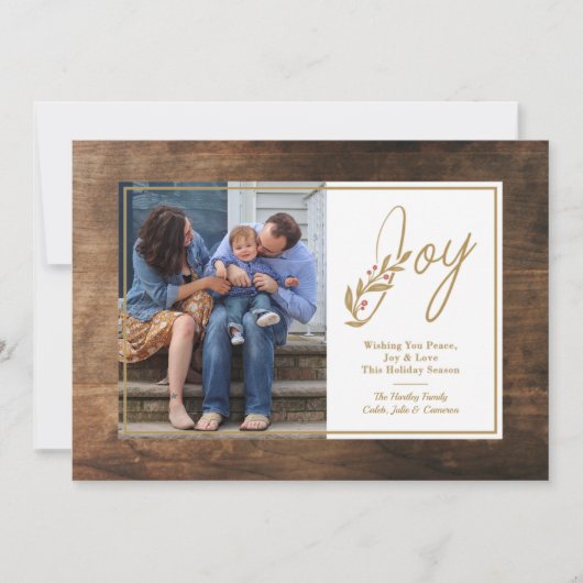 木材フレームクリスマスホリデーカード シーズンカード (正面)