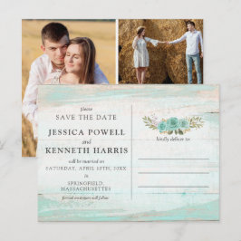 木材フローラの写真素朴コラージュの日付を保存 ポストカード