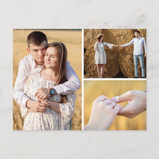 木材フローラの写真素朴コラージュの日付を保存 ポストカード (裏面)