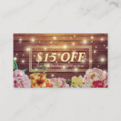 木材フローラストリングライトサロン割引クーポン 割引カード (正面)