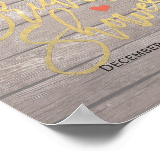 木材フローラストリングライトブライダルシャワーへようこそ ポスター (角)