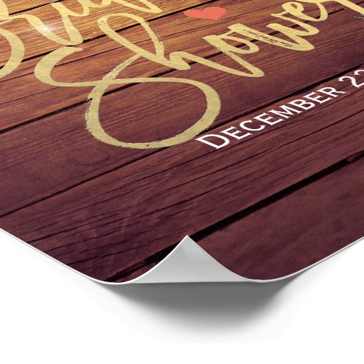 木材フローラストリングライトブライダルシャワーへようこそ ポスター (角)