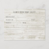 木材フローラストリングライトブライダルシャワーレシピ インビテーションポストカード (裏面)