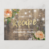 木材フローラストリングライトブライダルシャワーレシピ インビテーションポストカード (正面)