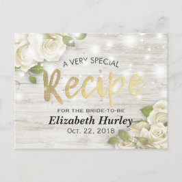 木材フローラストリングライトブライダルシャワーレシピ インビテーションポストカード