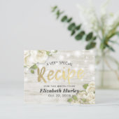 木材フローラストリングライトブライダルシャワーレシピ インビテーションポストカード (スタンド正面)