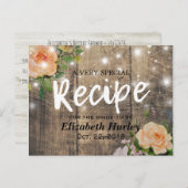 木材フローラストリングライトブライダルシャワーレシピ インビテーションポストカード (正面/裏面)