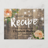 木材フローラストリングライトブライダルシャワーレシピ インビテーションポストカード (正面)
