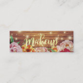 木材フローラストリングライト金ゴールドスクリプトメイクアップサロン スキニー名刺 (正面)