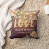 木材フローラ素朴ストリングライトウェディングシャワー クッション (ブランケット)