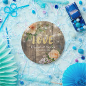 木材フローラ素朴ストリングライトウェディングシャワー ペーパープレート (パーティー)