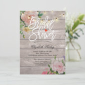 木材フローラ素朴ストリングライトブライダルシャワー 招待状 (スタンド正面)