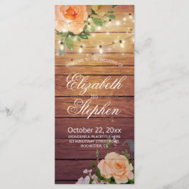 木材フローラ素朴ストリングライト結婚式 プログラム