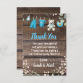木材フローラ素朴ランドリー赤ちゃんシャワー サンキューカード (正面/裏面)
