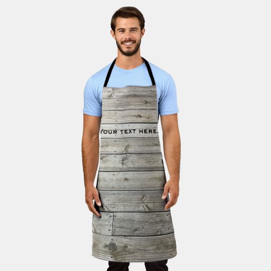 木材プランクス素朴のテキストカスタムエプロン エプロン (着用した状態)