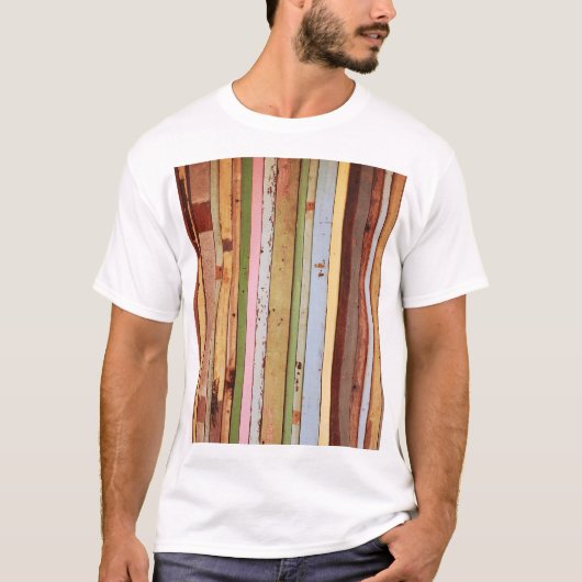 木材マテリアル:ヴィンテージ壁紙テクスチャ Tシャツ (正面)