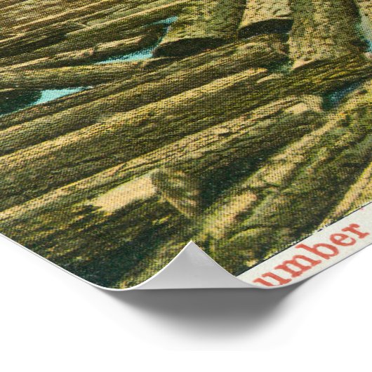 木材ミルとダム、川がいっぱい ポスター (角)