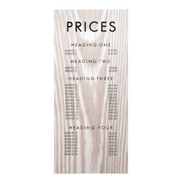 木材モダンアンティークグランジメニュー価格表 ラックカード