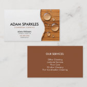 木材モダン水滴商業洗浄 名刺 (正面/裏面)