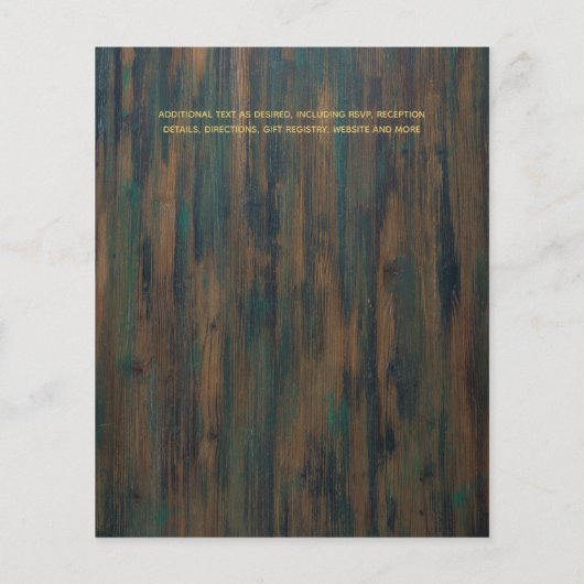 木材モダン金ゴールド予算の結婚式の招待 (裏面)