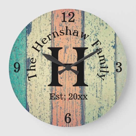 木材モノ素朴グラムファミリ ラージ壁時計 (正面)