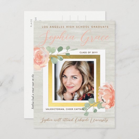 木材ユーカリ卒業写真発表 案内ポストカード (正面/裏面)