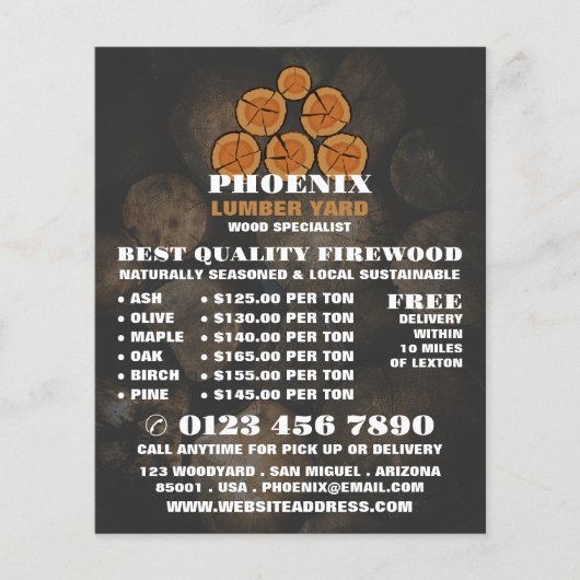 木材ログロゴ、木材/木材/木材ヤード広告 チラシ (正面)