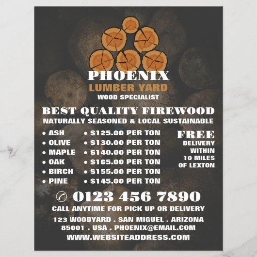 木材ログロゴ、木材/木材/木材ヤード広告 チラシ (正面)