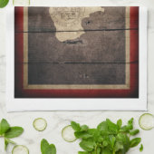 木材ワイオミング州旗 キッチンタオル (折り畳み)