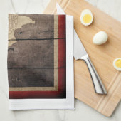 木材ワイオミング州旗 キッチンタオル (四つ折り)