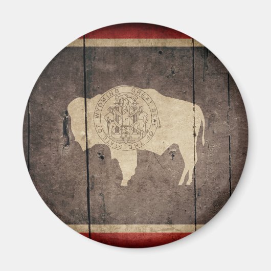 木材ワイオミング州旗 マグネット (正面)