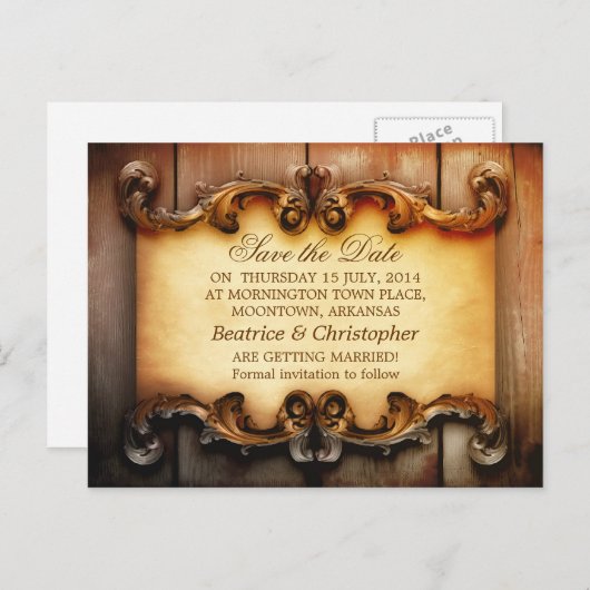 木材ヴィンテージはがきを保存する 案内ポストカード (正面/裏面)