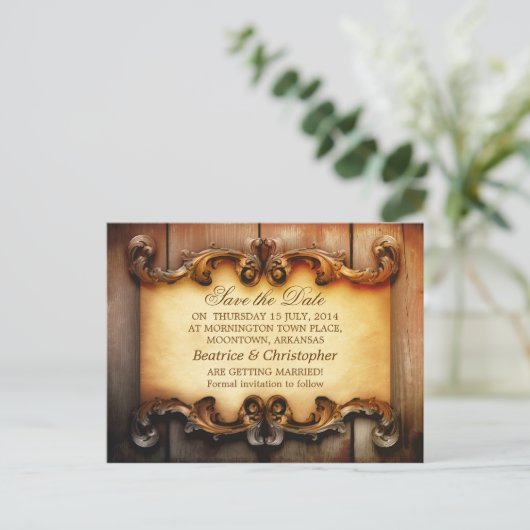 木材ヴィンテージはがきを保存する 案内ポストカード (スタンド正面)