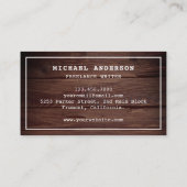 木材ヴィンテージ素朴タイプライタープロフェッショナルライター 名刺 (裏面)