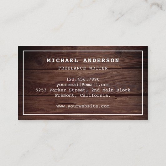 木材ヴィンテージ素朴タイプライタープロフェッショナルライター 名刺 (裏面)