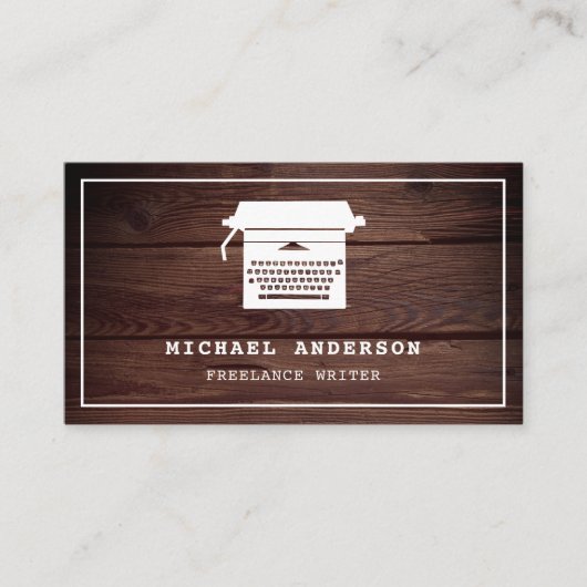 木材ヴィンテージ素朴タイプライタープロフェッショナルライター 名刺 (正面)