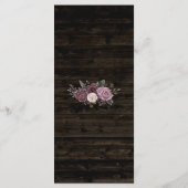 木材上の素朴埃っぽい紫バラ水色フローラ メニュー (裏面)