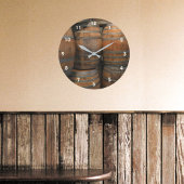 木材写真バーの酒樽カップ ラージ壁時計