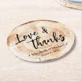 木材切断ハートウッドラブ感謝していアンドズ結婚ズ ラウンドペーパーコースター (アングル)