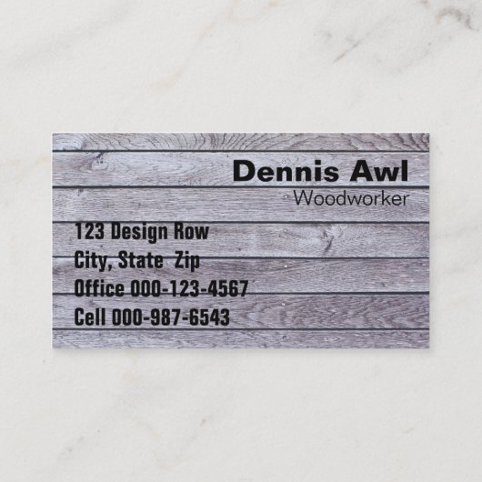 木材労働者の貿易ヴィンテージグレーウッドスラット風化 名刺 (裏面)