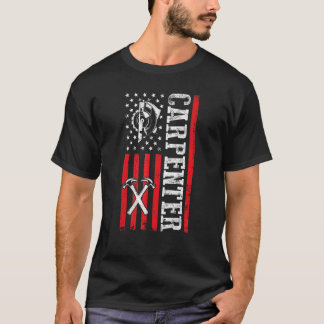 木材労働者ランバージャック米国旗アメリカ大工 Tシャツ