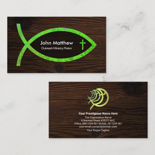 木材十字クリエイティブグリーンイチュスパスター 名刺 (正面/裏面)