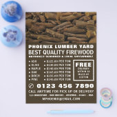 木材原木の山、木材/材木/木のヤード広告 チラシ (シングル)