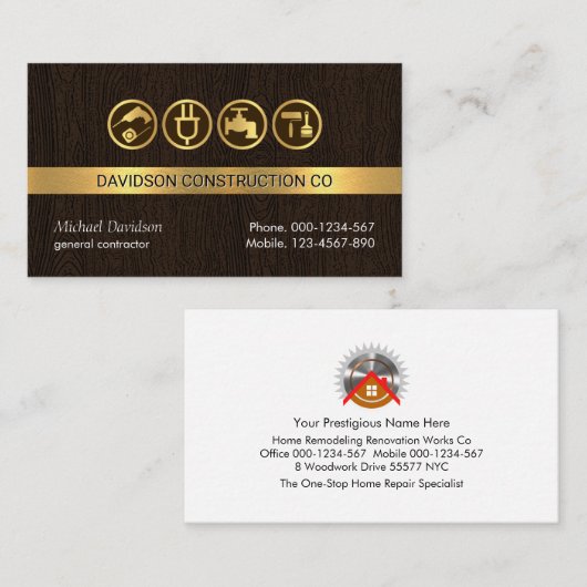 木材層に施された手付けツール 名刺 (正面/裏面)