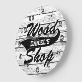 木材工場のパーソナライズ ラージ壁時計 (傾斜)