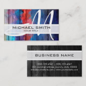 木材抽象芸術モダン着色モノグラム#8 名刺 (正面/裏面)