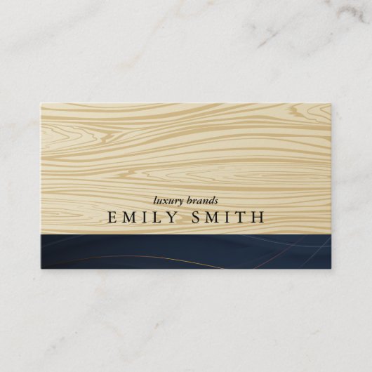木材抽象芸術金ゴールド線 名刺 (正面)