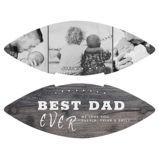 木材最高のパパの父`s Day 3フォトコラージュ アメリカンフットボール (パネル)