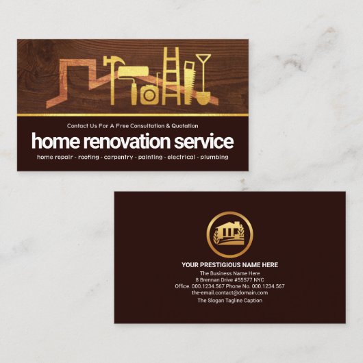 木材木材金ゴールド手利具屋上 名刺 (正面/裏面)