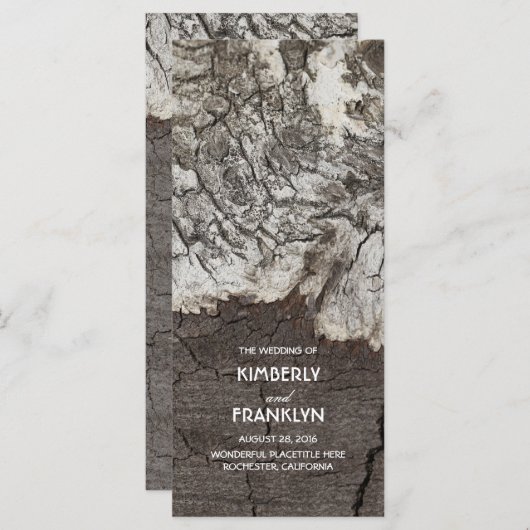 木材樺の木素朴バークカントリー結婚式プログラム プログラム (正面/裏面)